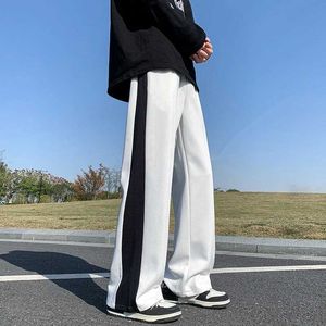 Men's Pants Casual pants for men fully matched with fashionable black and white patches street hip-hop academy young handsome guy drawstring harem Trousers J240507