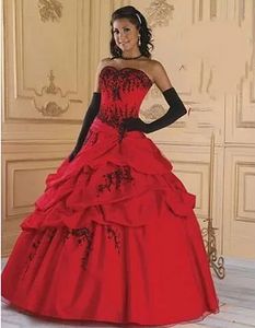 Уровень красные и черные готические свадебные платья Длина пола влюбленные винтажные свадебные платья