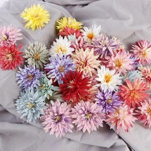 Dekorative Blumen 5/10pcs Künstliche Chrysanthemen Blumenköpfe Silk Fake for Wedding Ehe Party Dekorationen Bouquet Garland Accessoire