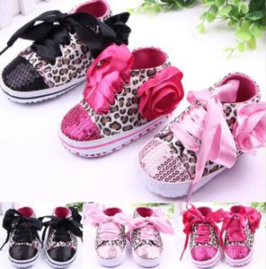 Småbarnflickor Floral Leopard Sequin Spädbarn Soft Sole First Walker Cotton Shoes G2954757828