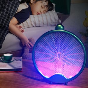 Zappers USB Bug Zapper Racket Wallmounted UV Light Fly Killer Trap Rotatable 800mAh 5Layer Safety Mesh Pest Control for Outdoor Indoor