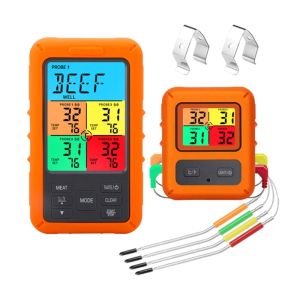 Calibri termometro a carne wireless per grigliare il fumo, termometro di lettura istantanea digitale con 4 sondaggi calibri di temperatura del fumatore