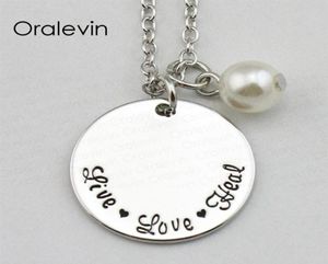 LIVE LOVE HEAL Inspirational Hand Stamped Engraved Custom Pendant Necklace For Fashion lady Nice Gift Jewelry 18Inch 22MM 10Pcs Lo9338194