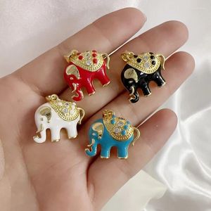 Anhänger Halsketten Emaille niedliche Halskette Anhänger Zaubern goldene Messing Red Black Elephant Zirkon Schmuck für