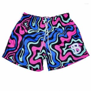 Shorts maschile alla moda in stile verniciatura a marca mesh asciugatura rapida quattro punti sotto il basket del ginocchio che corre in spiaggia pantaloni estate