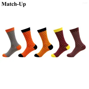 Herren-Socken Match-up farbige Punkte Orange Kombination Serie Klassisches Geschäft (5 Paare/Los) US 7.5-12