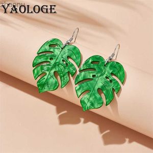 Dangle Chandelier Yaologe Green Tropical Palm Leaf Turtle Turtle Leaf Womens Pendant أقراط جديدة الاتجاهين