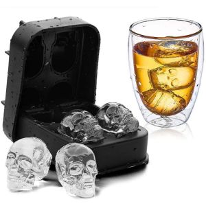 Ferramentas 3D Skull Silicone Mold Ice Cuba Bandeja de molde de molde de gelo Cubo de gelo Bola de gelo molde uísque de vinho cocktail cubo de gelo molde de molde de gelo