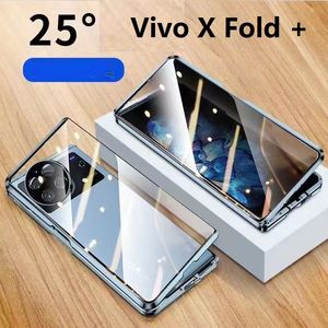 Vivo x Fold Plus Fold2ケースガラスフィルムプライバシーダブルアルミニウム磁気アンチスパイカバー用の金属フレーム