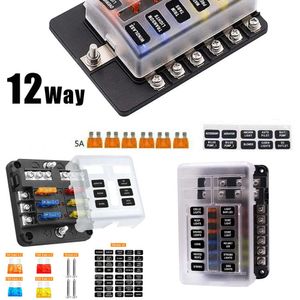 New Car Boat Box With 6 12 Ways Blade Fuse Holder Black Warning Indicator 12V 36V Power Distribution Panel Board