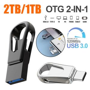 ドライブタイプC USBフラッシュドライブOTG 2 in 1 USBスティック3.0 128GBペンドライブ2TB 1TB防水ペンドライブメモリディスクiPhone 15 Pro Max