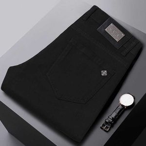 Luxury Light High-End Mens Pants Black Jeans Trendy Brand Slim Fit Small Feet 2023 Spring European varor