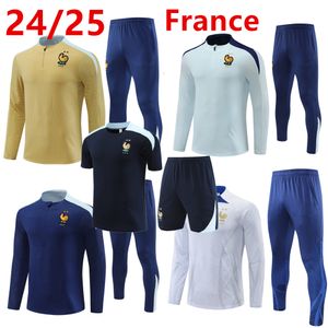 2024 2025 Kit Kits French Tracksuit Kit Conjunto da Copa do Mundo MBAPPE Sobreviver futebol Equipe de 23 24 25 Treinamento de futebol Criança Conjunto de manga longa