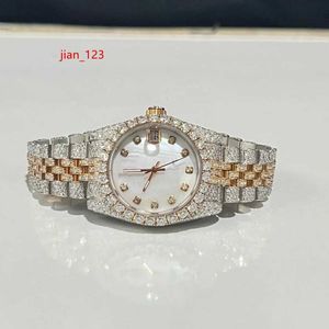 Stainless Steel Iced Out Full Vvs Moissanite Diamond White Dial Handmade Auto Movement Luxury Watches For Womens