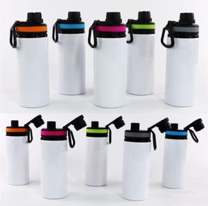 2021 süblimasyon alüminyum boşluklar su şişeleri 600ml ısıya dayanıklı su ısıtıcısı spor renk kapak fincanları kollu deniz t9i0013818210