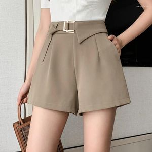 Shorts femminile Khaki Casual Summer Woman Short con bottone in metallo in vita alta indossa pantaloni a gamba femmina
