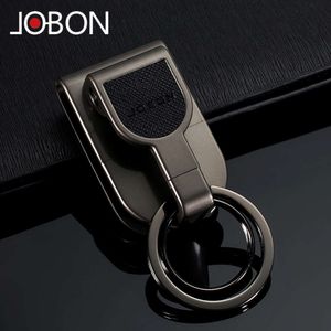 Jobon Style Electroplate Zinc Alloy Car Plush Metal Key Chain Hardware Moda com caixa de presente para homens