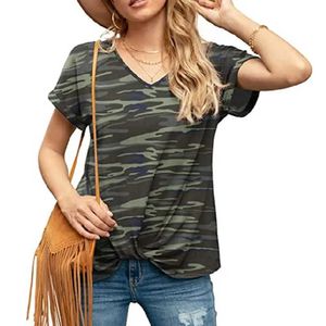 Camiseta feminina de camiseta feminina feminina BLUSA Tumblr camuflagem impressa de mangas curtas de mangas curtas T-shirt uniforme militar casual topl2405