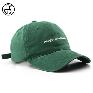 Caps de bola FS 2023 Novo boné de beisebol de rua verde lavado Summer Women Hat Hat Outdoor Sun Shade Trucker Hats For Men Bone Masculino Y240507