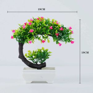 Flores decorativas grinaldas pequenas plantas de simulação de árvores Plantas artificiais Bonsai Fake Flowers Table Ornamentos em vasos para decoração do escritório do jardim de hotéis em casa