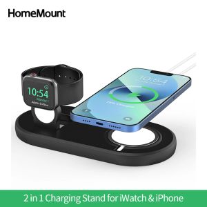 Homemount 2 in 1 Ladegerät Stand für Apple Watch und iPhone 15/14/13/12 Pro Max Portable Magsafe Ladeunterstützungstischhalter