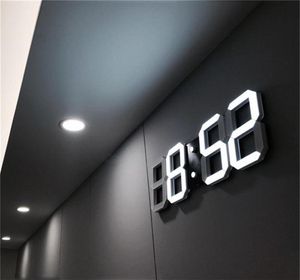 Nowoczesny design 3D LED Wall Clock Cyfrowe budziki domowe salon biurowy stół