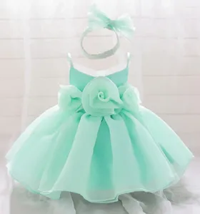 Vestidos de menina Big Flower Baby Party Dress Wedding Branco de 1º aniversário Princesa Prom Vista elegante Batismo para meninas fantasia