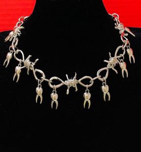 Chokers tıknaz diş cezalandırıcı dişler peri dikenli tel tuhaf mücevher goth sivri uçlu punk dikenleri cisim hediyesi7909917