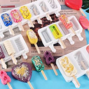 Ferramentas Novo Silicone Ice Cream Molde Diy Amor Oval Cartoon Picrilhe Picrsel