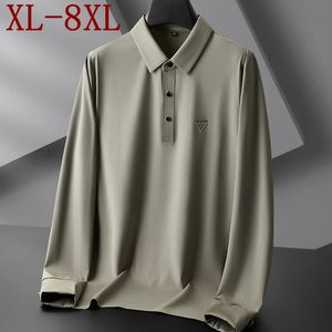 8xl 7xl 6xl Autumn High End Business Polo Shirt Men Classic Brand Mens Tshirt Top Quality Loose Polos Masculina 240416