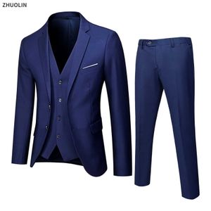 Erkekler Suits Blazers Mens Ceket Seti 3 Parçalı Elegant Düğün Lüks İş Resmi Yelek Pantolonları Tam Kat 2023 ÜCRETSİZ TESLİM Q240507