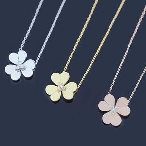 Brand originality s925 sterling silver Van large three leaf lucky grass necklace and luxurious exquisite collarbone chain for womens temperament jewelry