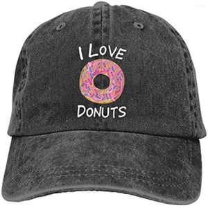 Caps de bola unissex adulto eu amo donuts boné de beisebol poliéster Four Seasons masculino casual chapéus de tamanho para homens