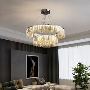 Moderne Edelstahl Leuchte luxuriöse Kristallleuchter Lobby Schlafzimmer Villa High-End Grand Wohnzimmer Esszimmer Beleuchtung