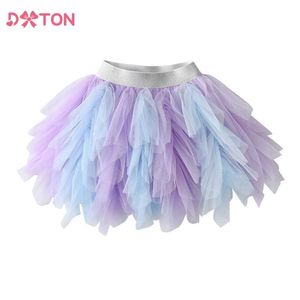 Tutu -Kleid Dxton Toddler Girls Rock vier Staffel Prinzessin unregelmäßiger Rock Kinder Patchwork Mesh Tutu Rock Mode Kinder Party Vestidos D240507