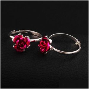 Bandringar Colorf Little Flower Ring Justerbar storlek 100 st/mycket färska smycken DIY Ny R3088/98 Drop Delivery DHMVQ