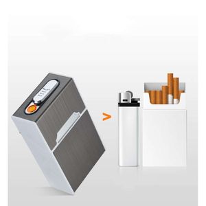 2-In-1 Cigarette Case USB Charging Box Charging Windproof Lighter For Smoking
