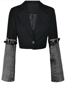 Designer Blazer Women Persönlichkeit Trendy Brand Denim Jacke 2024 Neues High-End-Langarmedsuit-Denim-Spleißen für Frauen
