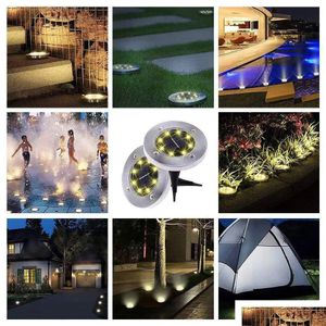 Solar Garden Light 4/8/16 Led Powered Ip65 Waterproof For Home Yard Driveway Lawn Road Ground Deck Pathway Floor Mounted Lamp Outdoor Dh3Wn