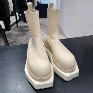 Chelsea Boots Frauen Schuhe Dicke alleinige Plattform Leder -Knöchelstiefel Freizeitmänner Plattform Stiefel P25D50