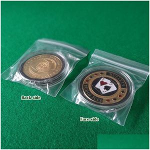 Gambing -Gruppe von neun Pokerkartenschutz Metallschutz Souvenir Craft Chips Dealer Coins Game Hold039Em Accessoires4785776 Drop d Dhh90