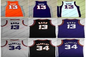 Qualidade laranja azul steve 13 nash jersey vintage branco roxo preto charles 34 camisa barkley steve nash camisas de sonho time 12413332