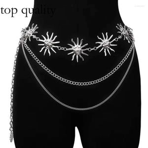 Gürtel Taillenkette Frauen Metall Sonnenblumengürtel Körper grenzüberschreitend atmosphärisch einstellbarer Overall Gothic Jeans Accessoire Long Kett 905