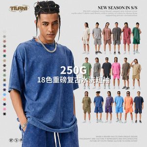 Tilani Summer Youth Fashion Märke Kortärmade Mens T-shirt tvättade ren bomull