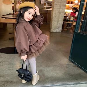 ジャケットガールズコート韓国ジャケットバージョン偽のツーピースメッシュ子供のトップスプリングと秋の服の赤ちゃんの子供