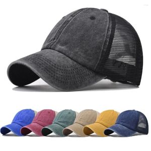 Ball Caps Washed Cotton Baseball Cap Fashion Breathable Denim Hip Hop Adjustable UV Protection Mesh Women