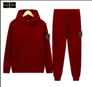 brand stone jacket island plus size coat Autumn Winter Men's Hoodie Pants Harajuku Sportswear Brand Casual Sportswear Women's Solid Hooded Sweater Set k1