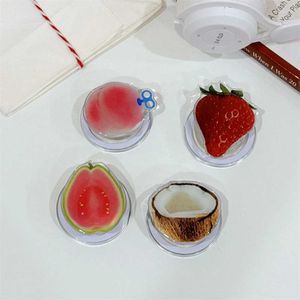 Cell Phone Mounts Holders Korea Cute Fruit Food For Magsafe Magnetic Phone Griptok Phone Holder Stand Universal Phone Ring Strawberry Grip Tok For iPhone