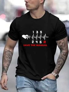 Men's T-Shirts Vintage T Shirts for Men Save The Stick Manual Transmission Thr Print Top Oversized T Hip Hop T-Shirts Men Clothing Camiseta T240506