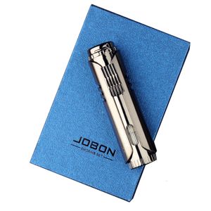 JOBON Jet Flame Gas Unfilled Butane Refillable Metal Fashion Windproof Cigar Cigarette Torch Lighter With Gift Box For Smoking Tools